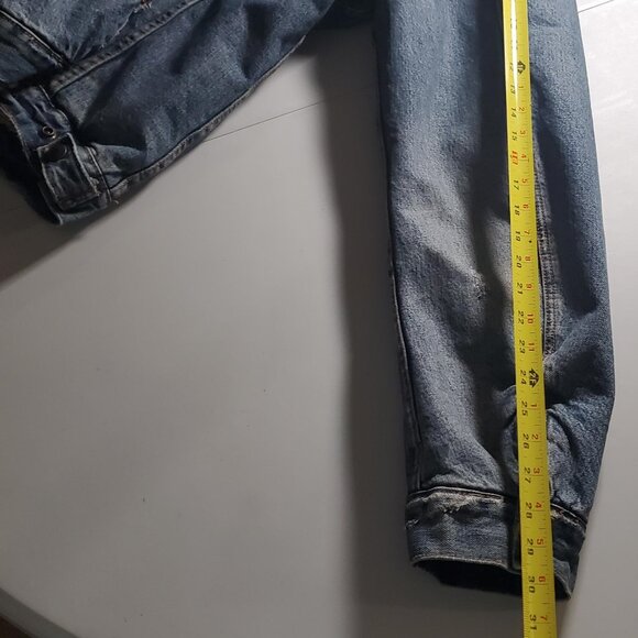 Abercrombie and Fitch Sherpa Lined Denim Trucker Jacket Sz XL mens - Picture 16 of 16